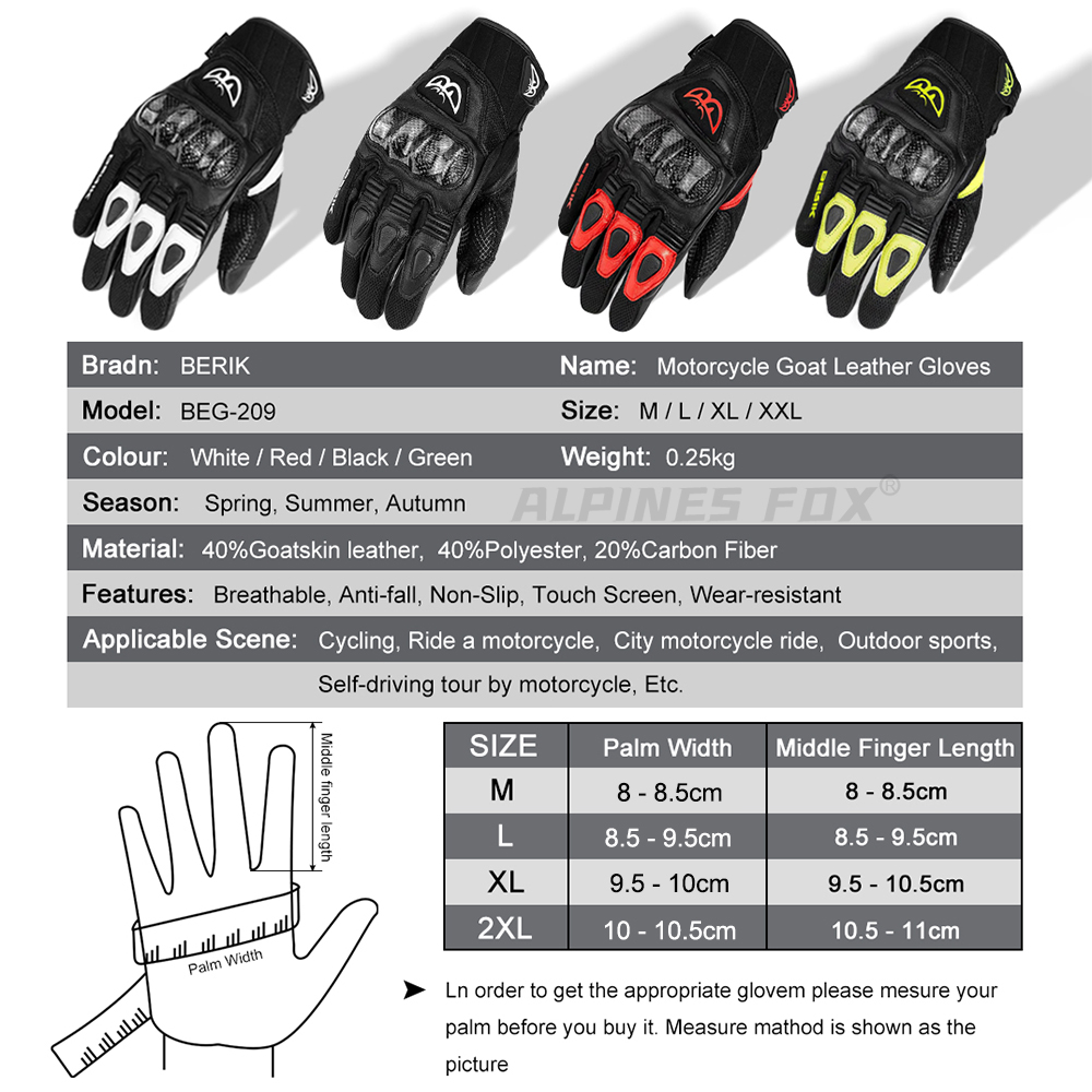 Gants BERIK en cuir de chèvre  - Mountain Biking Gloves avis et prix